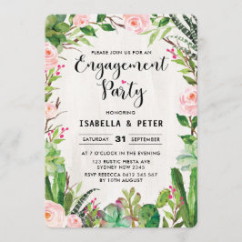 Fiesta Pink Floral Engagement Party Kaart
