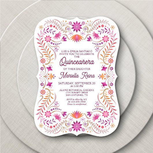 Fiesta Pink Quinceanera Uitnodiging