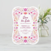 Fiesta Pink Quinceañera Wedding Save the Date (Staand voorkant)