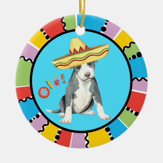 Fiesta Pit Bull Terrier Keramisch Ornament (Voorkant)