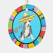 Fiesta Pit Bull Terrier Keramisch Ornament (Links)