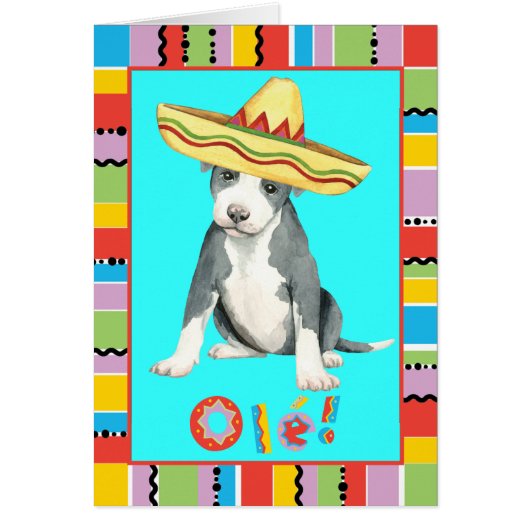 Fiesta Pit Bull Terrier Wenskaart (Voorkant)