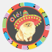 Fiesta Pomeranian Ronde Sticker (Voorkant)