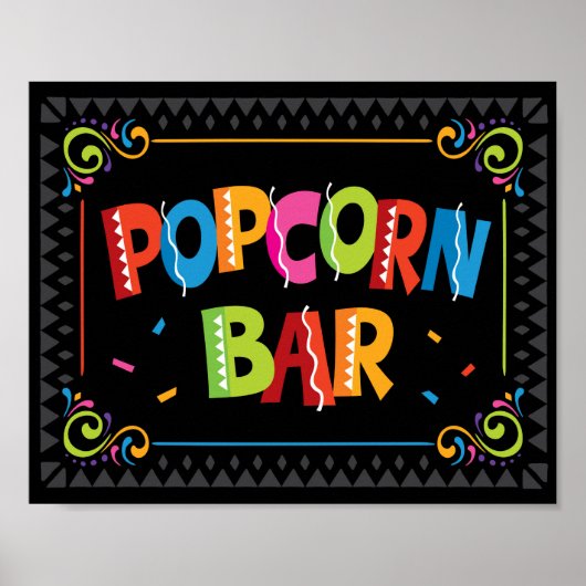 Fiesta POPCORN BAR Party Sign Print (Voorkant)