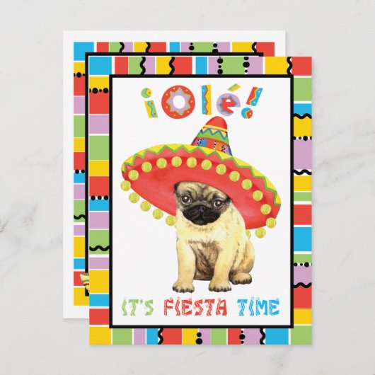 Fiesta Pug Kaart (Voorkant / Achterkant)