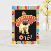 Fiesta Pug Kaart (Gele Bloem)