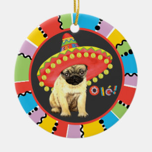 Fiesta Pug Keramisch Ornament