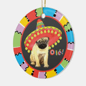 Fiesta Pug Keramisch Ornament (Links)