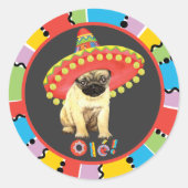 Fiesta Pug Ronde Sticker (Voorkant)