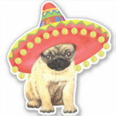 Fiesta Pug Vinyl Sticker (Voorkant)