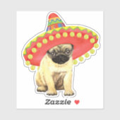 Fiesta Pug Vinyl Sticker (Vel)