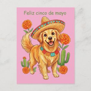 Fiesta Pup Golden Retriever Cinco de Mayo Briefkaart
