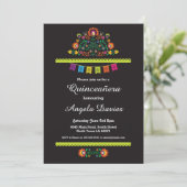 Fiesta Quinceañera Birthday Party Mexican Invite Kaart (Staand voorkant)