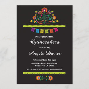 Fiesta Quinceañera Birthday Party Mexican Invite Kaart