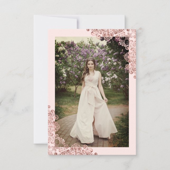 Fiesta Quinceañera Español Efecto Encaje Oro Rosa (Voorkant)