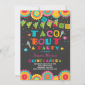 Fiesta Quinceanera Uitnodiging Taco Over Een Feest (Voorkant)