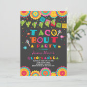 Fiesta Quinceanera Uitnodiging Taco Over Een Feest (Staand voorkant)