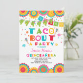 Fiesta Quinceanera Uitnodiging Taco Over Een Feest (Staand voorkant)