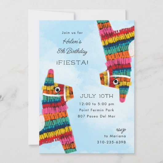 Fiesta Rainbow Llama Piñata Birthday Party Kaart (Voorkant)