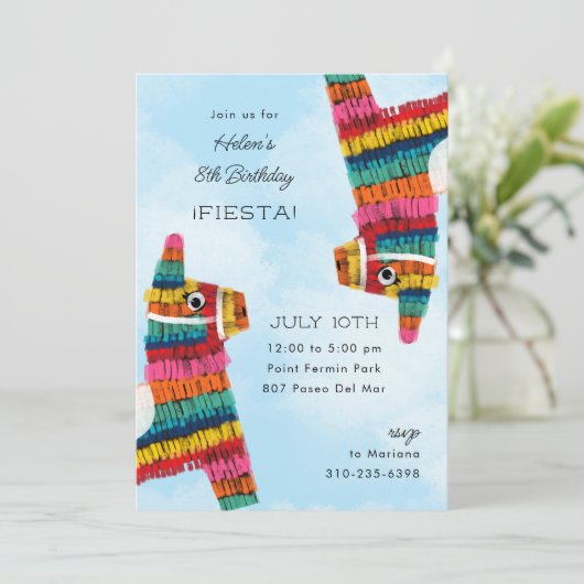 Fiesta Rainbow Llama Piñata Birthday Party Kaart (Staand voorkant)