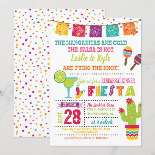 Fiesta Rehearsal Dinner Invitation - White Kaart