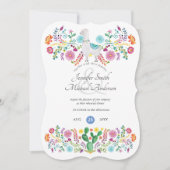 Fiesta Rehearsal Dinner Llama Folk Flowers Cacti Kaart (Voorkant)