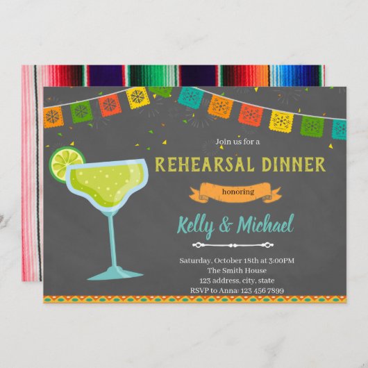 Fiesta repetitie diner uitnodiging (Voorkant / Achterkant)