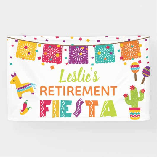 Fiesta Retirement Party Banner - Witte achtergrond (Horizontaal)