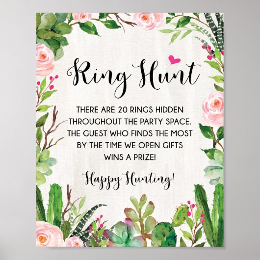 Fiesta Ring Hunt Game Cactus Floral Vrijgezellenfe Poster (Voorkant)