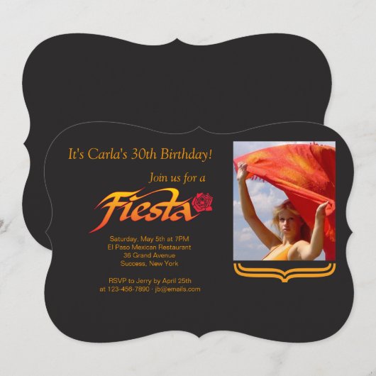 Fiesta Roos Fotouitnodiging Kaart (Voorkant / Achterkant)