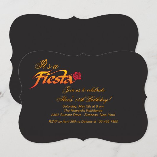 Fiesta Roos Uitnodiging (Voorkant / Achterkant)