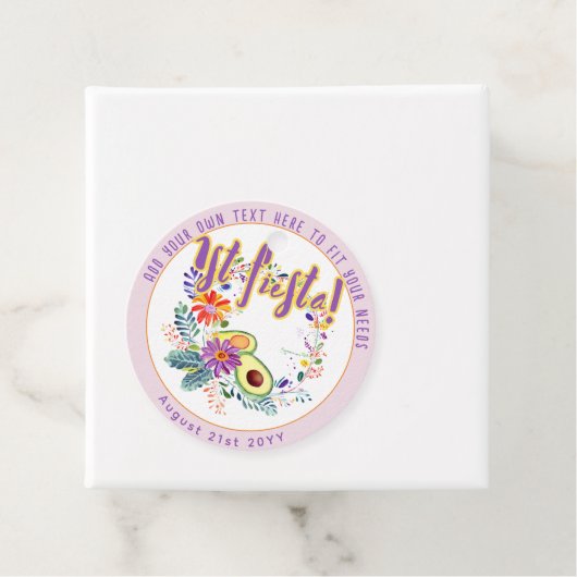 FIESTA Roze Avocado Folkart Bloemen Custom Bedankjes Labels (In situ)