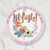 FIESTA Roze Avocado Folkart Bloemen Custom Bedankjes Labels (Voorkant)