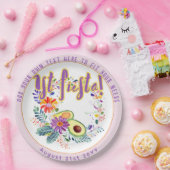 FIESTA Roze Avocado Folkart Bloemen Custom Papieren Bordje (Feest)