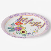 FIESTA Roze Avocado Folkart Bloemen Custom Papieren Bordje (Gekanteld)