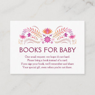 Fiesta Roze Boeken voor Baby shower Informatiekaartje