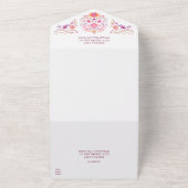 Fiesta Roze bruiloft All In One Uitnodiging (Buitenkant)