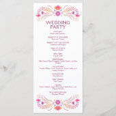 Fiesta Roze Trouwprogramma Menu (Achterkant)