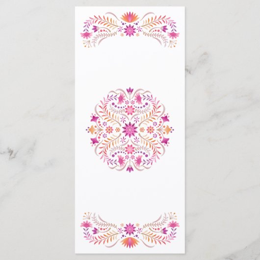 Fiesta Roze Verjaardag Douche Trouwen Menu (Achterkant)