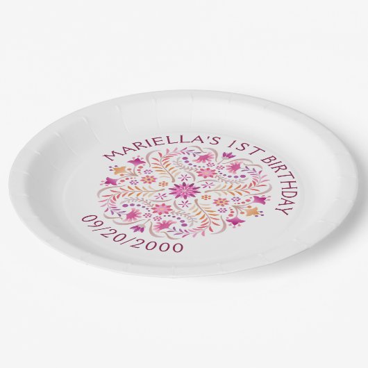 Fiesta Roze Verjaardag Douche Trouwen Papieren Bordje (Gekanteld)