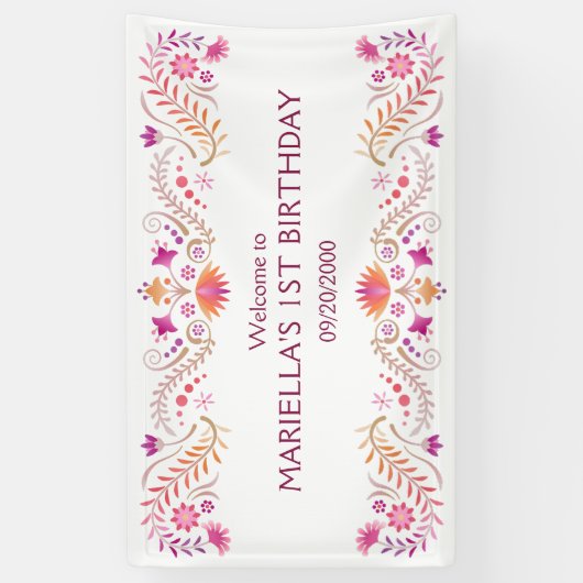 Fiesta Roze Verjaardag Douche Trouwen Spandoek (Verticaal)