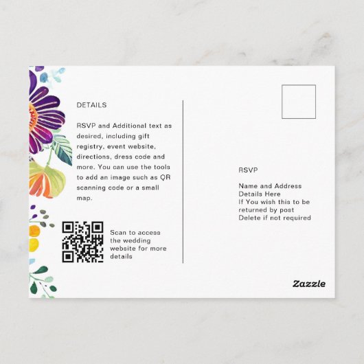 FIESTA RSVP Folkart Bloemen Briefkaart (Achterkant)