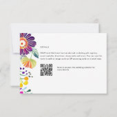 FIESTA RSVP met QR-code Folkart-bloemen Kaartje (Achterkant)
