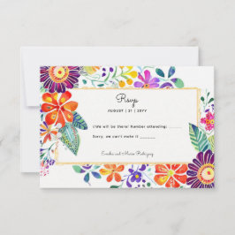 FIESTA RSVP met QR-code Folkart Bloemen Kaartje