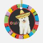 Fiesta Samoyed Ceramic Ornament (Voorkant)