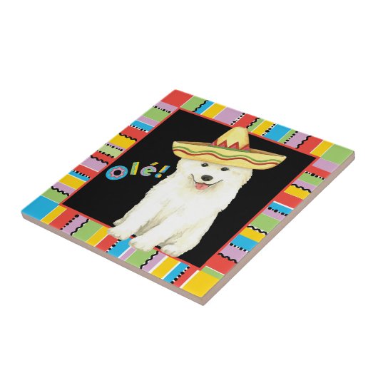 Fiesta Samoyed Ceramic Tile Tegeltje (Zijkant)