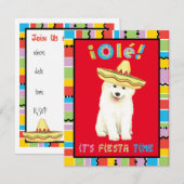 Fiesta Samoyed Uitnodiging (Voorkant / Achterkant)