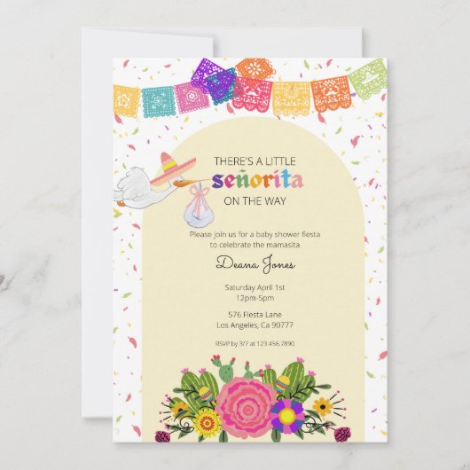 Fiesta Senorita Baby shower Invitation Kaart (Voorkant)