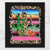 Fiesta Serape Cheetah Cactus Flower Cacti Rabbit Wijn Etiket (Enkel label)
