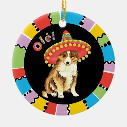 Fiesta Sheltie Keramisch Ornament (Voorkant)